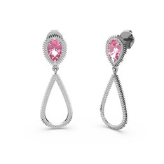 Swarovski ve pembe kuvars 18 ayar beyaz altın küpe
