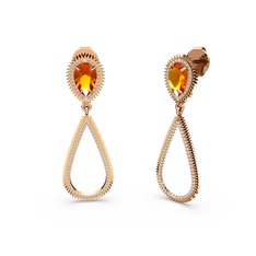 Elvin Damla Küpe - Beyaz zirkon ve sitrin 925 ayar rose altın kaplama gümüş küpe #1jjld77