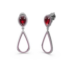 Rodolit garnet ve garnet 8 ayar beyaz altın küpe