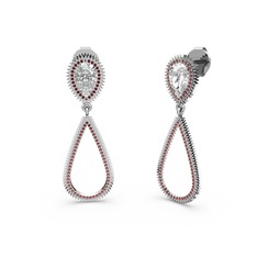 Garnet ve swarovski 8 ayar beyaz altın küpe