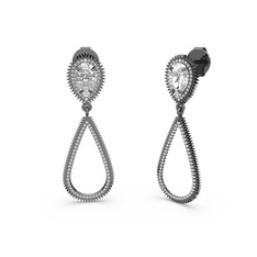 Elvin Damla Küpe - Swarovski ve beyaz zirkon 925 ayar siyah rodyum kaplama gümüş küpe #1kwxuyx