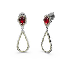 Peridot ve garnet 18 ayar beyaz altın küpe