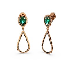 Elvin Damla Küpe - Siyah zirkon ve yeşil kuvars 925 ayar rose altın kaplama gümüş küpe #1myo0v4