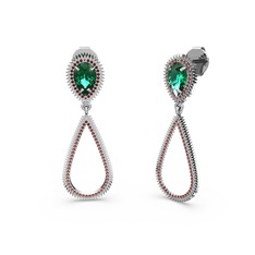 Garnet ve yeşil kuvars 925 ayar gümüş küpe