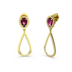 Pırlanta ve rodolit garnet 18 ayar altın küpe (1.9536 karat)