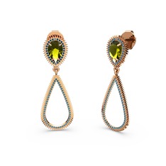 Elvin Damla Küpe - Lab safir ve peridot 8 ayar rose altın küpe #1pzbzlm