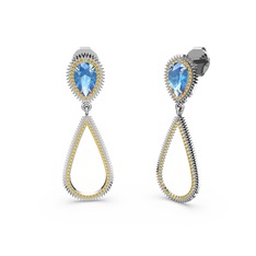 Elvin Damla Küpe - Sitrin ve akuamarin 18 ayar beyaz altın küpe #1q5ucbv