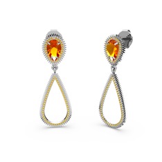 Sitrin 8 ayar beyaz altın küpe