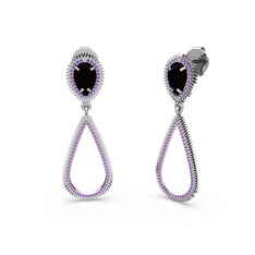 Elvin Damla Küpe - Ametist ve siyah zirkon 18 ayar beyaz altın küpe #1ssefqm