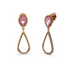 Elvin Damla Küpe - Siyah zirkon ve pembe kuvars 925 ayar rose altın kaplama gümüş küpe #1ur4adu