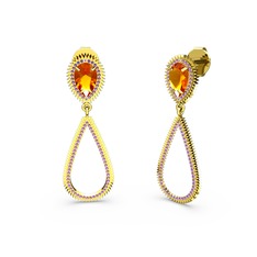 Elvin Damla Küpe - Ametist ve sitrin 14 ayar altın küpe #1vhwau4