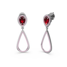 Pembe kuvars ve garnet 925 ayar gümüş küpe
