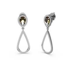 Swarovski ve dumanlı kuvars 18 ayar beyaz altın küpe