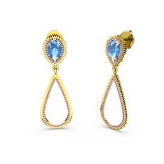 Elvin Damla Küpe - Ametist ve akuamarin 8 ayar altın küpe #1wyh8os