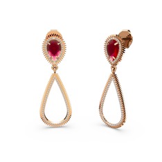 Elvin Damla Küpe - Swarovski ve kök yakut 8 ayar rose altın küpe #1xuqxq3