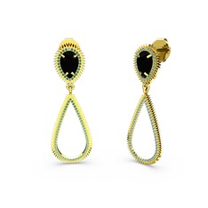 Elvin Damla Küpe - Yeşil kuvars ve siyah zirkon 18 ayar altın küpe #1yc54m4