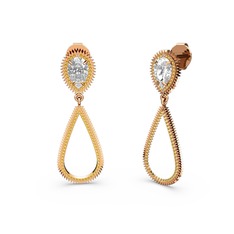 Elvin Damla Küpe - Sitrin ve swarovski 8 ayar rose altın küpe #2ijd11