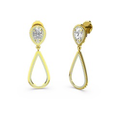 Akuamarin ve swarovski 8 ayar altın küpe