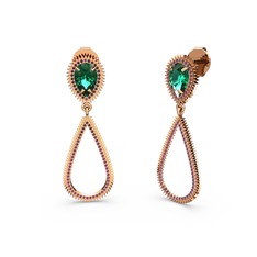 Elvin Damla Küpe - Rodolit garnet ve yeşil kuvars 925 ayar rose altın kaplama gümüş küpe #55c9wo