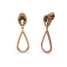 Garnet ve dumanlı kuvars 8 ayar rose altın küpe