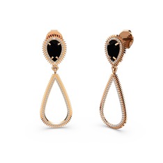 Elvin Damla Küpe - Pırlanta ve siyah zirkon 18 ayar rose altın küpe (1.9536 karat) #5nqaly