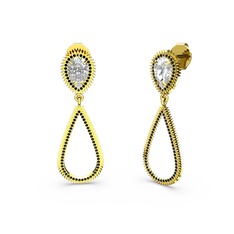 Elvin Damla Küpe - Siyah zirkon ve swarovski 18 ayar altın küpe #5qa59o