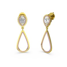 Ametist ve swarovski 8 ayar altın küpe