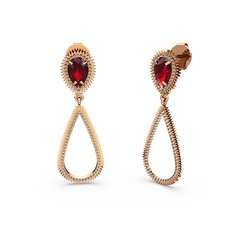 Dumanlı kuvars ve garnet 8 ayar rose altın küpe