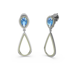 Elvin Damla Küpe - Peridot ve akuamarin 18 ayar beyaz altın küpe #aju2sj