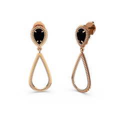 Elvin Damla Küpe - Dumanlı kuvars ve siyah zirkon 8 ayar rose altın küpe #b1ohyv