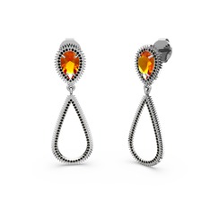 Siyah zirkon ve sitrin 925 ayar gümüş küpe