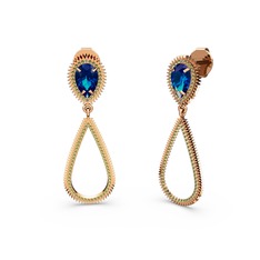 Peridot ve lab safir 18 ayar rose altın küpe