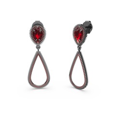 Elvin Damla Küpe - Garnet 925 ayar siyah rodyum kaplama gümüş küpe #dvzjal