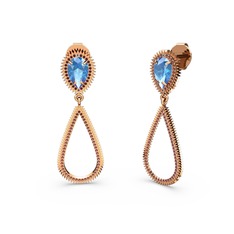 Garnet ve akuamarin 18 ayar rose altın küpe