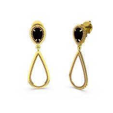 Garnet ve siyah zirkon 14 ayar altın küpe