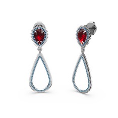 Lab safir ve garnet 925 ayar gümüş küpe