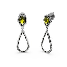 Elvin Damla Küpe - Siyah zirkon ve peridot 8 ayar beyaz altın küpe #ftj6d1