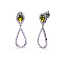 Elvin Damla Küpe - Ametist ve peridot 14 ayar beyaz altın küpe #ggi9ia