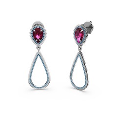 Lab safir ve rodolit garnet 18 ayar beyaz altın küpe