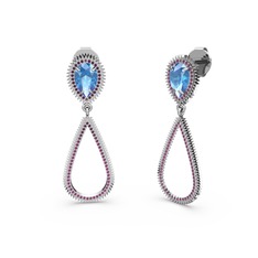 Elvin Damla Küpe - Rodolit garnet ve akuamarin 8 ayar beyaz altın küpe #gk7sqi