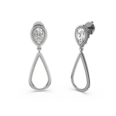 Elvin Damla Küpe - Dumanlı kuvars ve swarovski 18 ayar beyaz altın küpe #hico85