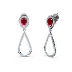 Elvin Damla Küpe - Akuamarin ve kök yakut 18 ayar beyaz altın küpe #hxfoya