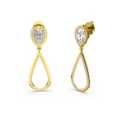 Elvin Damla Küpe - Pembe kuvars ve swarovski 18 ayar altın küpe #it2n0d