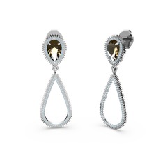 Elvin Damla Küpe - Akuamarin ve dumanlı kuvars 18 ayar beyaz altın küpe #jjqfpu