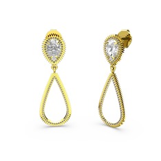 Dumanlı kuvars ve swarovski 18 ayar altın küpe