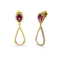 Ametist ve rodolit garnet 925 ayar altın kaplama gümüş küpe