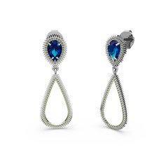 Peridot ve lab safir 18 ayar beyaz altın küpe