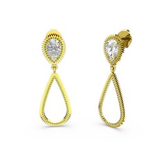 Elvin Damla Küpe - Peridot ve beyaz zirkon 14 ayar altın küpe #mgsrbb