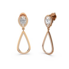 Elvin Damla Küpe - Beyaz zirkon ve swarovski 925 ayar rose altın kaplama gümüş küpe #n2vhu1