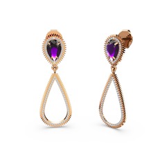 Elvin Damla Küpe - Akuamarin ve ametist 8 ayar rose altın küpe #oiefcw